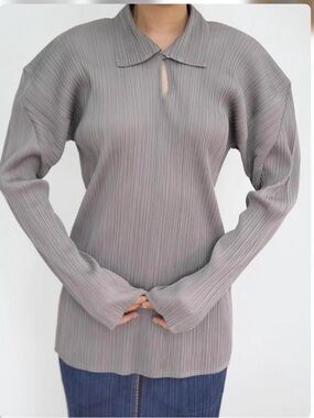 Issey Miyake Pleated Long Sleeve Top